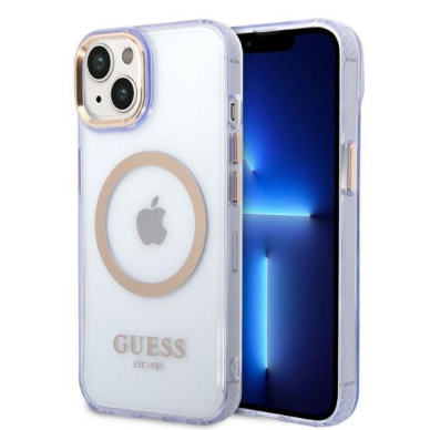 Dėklas Guess Gold Outline Translucent MagSafe GUHMP14SHTCMU iPhone 14 Purpurinis Dėklas Guess Gold Outline Translucent MagSafe GUHMP14SHTCMU iPhone 14 Purpurinis