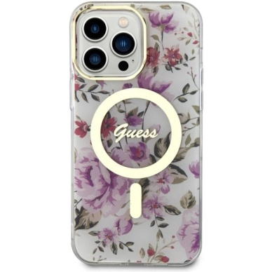 Dėklas Guess Flower MagSafe GUHMP14XHCFWST iPhone 14 Pro Max Permatomas 2 Dėklas Guess Flower MagSafe GUHMP14XHCFWST iPhone 14 Pro Max Permatomas 2