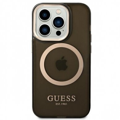Dėklas Guess Translucent MagSafe GUHMP14XHTCMK iPhone 14 Pro Max Juodas 2 Dėklas Guess Translucent MagSafe GUHMP14XHTCMK iPhone 14 Pro Max Juodas 2