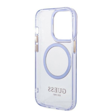Dėklas Guess Gold Outline Translucent MagSafe GUHMP14XHTCMU iPhone 14 Pro Max Purpurinis 6