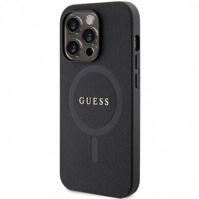 Dėklas Guess GUHMP14XPSAHMCK iPhone 14 Pro Max 6.7" - Juodas Saffiano MagSafe 1 Dėklas Guess GUHMP14XPSAHMCK iPhone 14 Pro Max 6.7" - Juodas Saffiano MagSafe 1