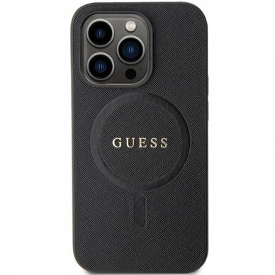 Dėklas Guess GUHMP14XPSAHMCK   iPhone 14 Pro Max 6.7&quot; - Juodas Saffiano MagSafe 2