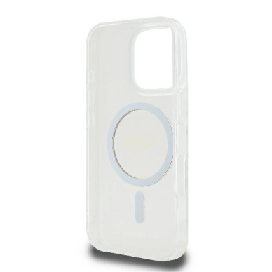 iPhone 16 Pro Guess GUHMP16LHFGERET kietas permatomas dėklas IML Glitter Circle MagSafe 6