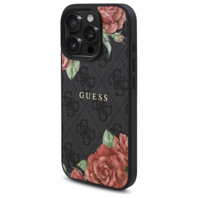 Guess GUHMP16LP4ROPEMCK iPhone 16 Pro 6.3&quot; Juodas/Juodas hardcase 4G Flowers Print MagSafe 1