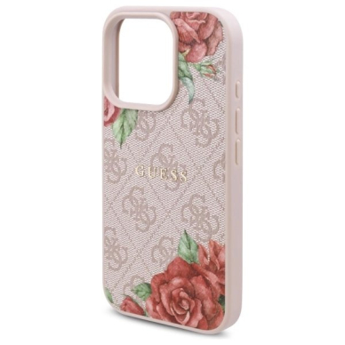 Guess GUHMP16LP4ROPEMCP iPhone 16 Pro 6.3&quot; Rožinis/Rožinis hardcase 4G Flowers Print MagSafe 5