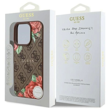 Guess GUHMP16LP4ROPEMCW iPhone 16 Pro 6.3&quot; Rudas/Rudas hardcase 4G Flowers Print MagSafe 7