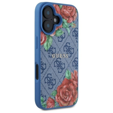 Guess GUHMP16SP4ROPEMCB iPhone 16 6.1&quot; Mėlynas/Mėlynas hardcase 4G Flowers Print MagSafe 3