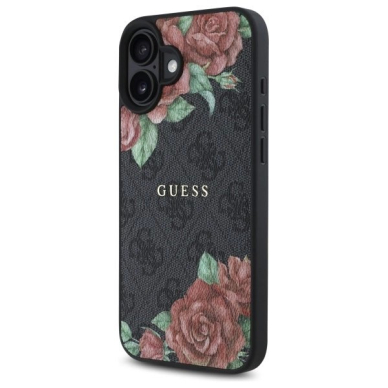 Guess GUHMP16SP4ROPEMCK iPhone 16 6.1&quot; Juodas/Juodas hardcase 4G Flowers Print MagSafe 1