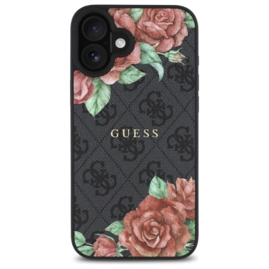Guess GUHMP16SP4ROPEMCK iPhone 16 6.1&quot; Juodas/Juodas hardcase 4G Flowers Print MagSafe 2