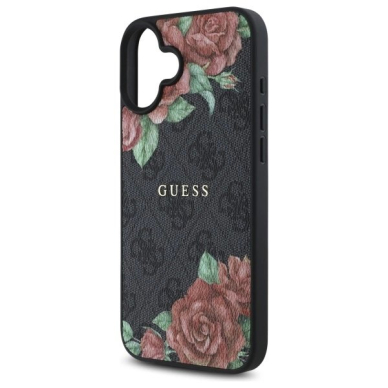 Guess GUHMP16SP4ROPEMCK iPhone 16 6.1&quot; Juodas/Juodas hardcase 4G Flowers Print MagSafe 5