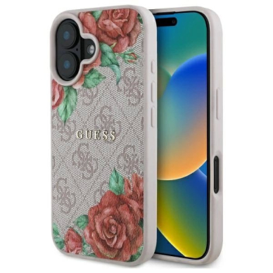 Guess GUHMP16SP4ROPEMCP iPhone 16 6.1" Rožinis/Rožinis hardcase 4G Flowers Print MagSafe Guess GUHMP16SP4ROPEMCP iPhone 16 6.1" Rožinis/Rožinis hardcase 4G Flowers Print MagSafe