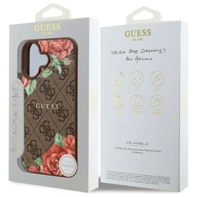 Guess GUHMP16SP4ROPEMCW iPhone 16 6.1&quot; Rudas/Rudas hardcase 4G Flowers Print MagSafe 7