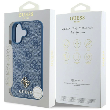Guess HC PU 4G Small 4G and Classic Dėklas skirtas iPhone 16 MagSafe - Mėlynas 7