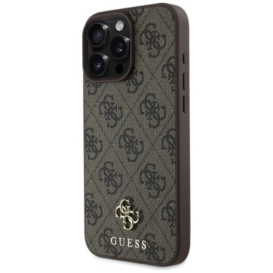 Guess HC PU 4G Small 4G and Classic Dėklas skirtas iPhone 16 Pro MagSafe - Rudas 1