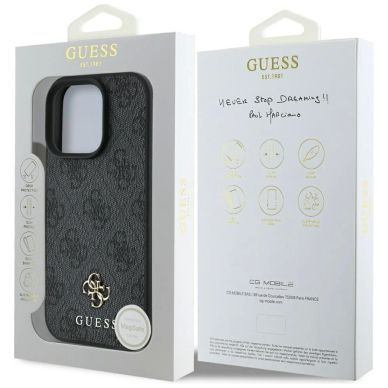 Guess HC PU 4G Small 4G and Classic Dėklas skirtas iPhone 16 Pro Max MagSafe - Juodas 7