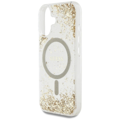 Guess HC Resin Bottom Glitter MagSafe Dėklas skirtas iPhone 16 - Auksinis 5