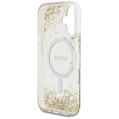 Guess HC Resin Bottom Glitter MagSafe Dėklas skirtas iPhone 16 - Auksinis 6