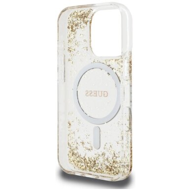 iPhone 16 Pro dėklas Guess HC Resin Bottom Glitter, MagSafe – auksinis 6