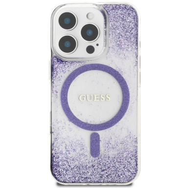 Guess HC Resin Bottom Glitter MagSafe Dėklas skirtas iPhone 16 Pro Max - Violetinis 2
