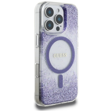 Guess HC Resin Bottom Glitter MagSafe Dėklas skirtas iPhone 16 Pro Max - Violetinis 3