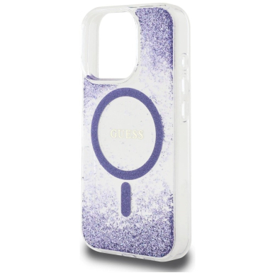 Guess HC Resin Bottom Glitter MagSafe Dėklas skirtas iPhone 16 Pro Max - Violetinis 5