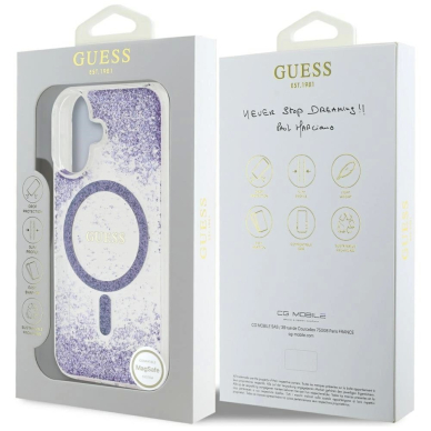Guess HC Resin Bottom Glitter MagSafe Dėklas skirtas iPhone 16 - Violetinis 7 Guess HC Resin Bottom Glitter MagSafe Dėklas skirtas iPhone 16 - Violetinis 7
