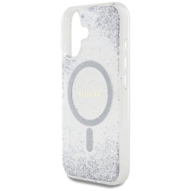 Guess HC Resin Bottom Glitter MagSafe Dėklas skirtas iPhone 16 - Sidabrinis 5