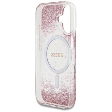 iPhone 16 dėklas Guess HC Resin Bottom Glitter, MagSafe – rožinis 6