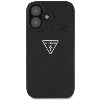 Guess Hot Stamp 4G Pattern Triangle Metal Logo Dėklas skirtas iPhone 16 - Juodas 2