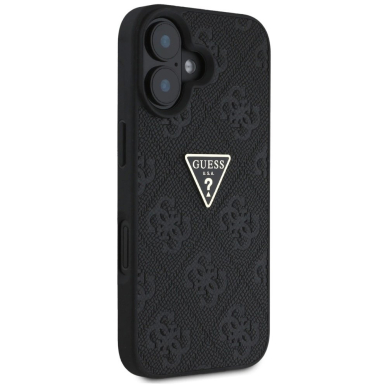 Guess Hot Stamp 4G Pattern Triangle Metal Logo Dėklas skirtas iPhone 16 - Juodas 3
