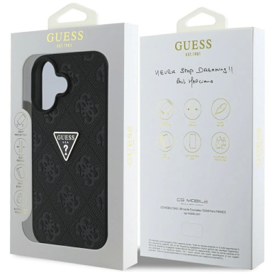 Guess Hot Stamp 4G Pattern Triangle Metal Logo Dėklas skirtas iPhone 16 - Juodas 7
