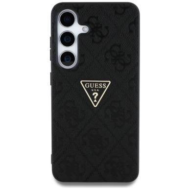Samsung Galaxy S25 Guess Hot Stamp 4G Pattern Triangle Metal Logo dėklas - juodas 2