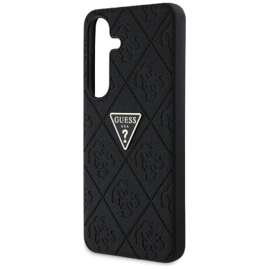 Samsung Galaxy S25 Guess Hot Stamp 4G Pattern Triangle Metal Logo dėklas - juodas 5