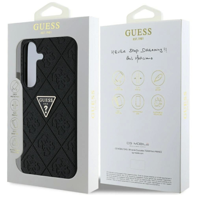 Samsung Galaxy S25 Guess Hot Stamp 4G Pattern Triangle Metal Logo dėklas - juodas 7