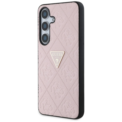 Samsung Galaxy S25 Guess Hot Stamp 4G Pattern Triangle Metal Logo dėklas - rožinis 1