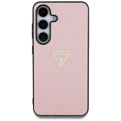 Samsung Galaxy S25 Guess Hot Stamp 4G Pattern Triangle Metal Logo dėklas - rožinis 2