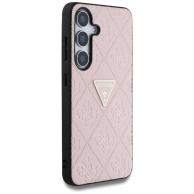 Samsung Galaxy S25 Guess Hot Stamp 4G Pattern Triangle Metal Logo dėklas - rožinis 3