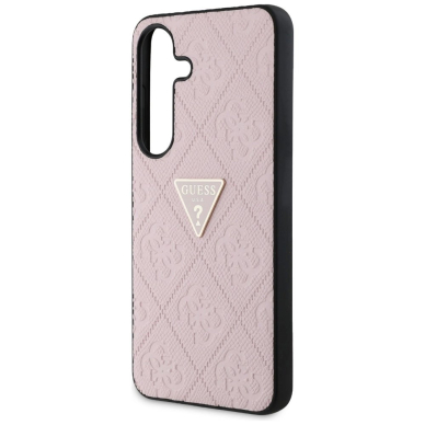 Samsung Galaxy S25 Guess Hot Stamp 4G Pattern Triangle Metal Logo dėklas - rožinis 5