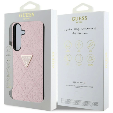 Samsung Galaxy S25 Guess Hot Stamp 4G Pattern Triangle Metal Logo dėklas - rožinis 7