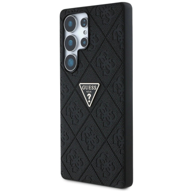 Samsung Galaxy S25 Ultra Guess Hot Stamp 4G Pattern Triangle Metal Logo dėklas - juodas 1