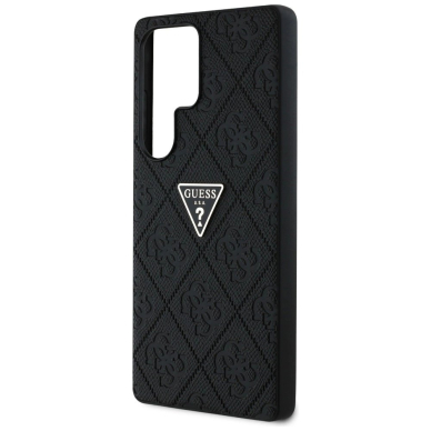 Samsung Galaxy S25 Ultra Guess Hot Stamp 4G Pattern Triangle Metal Logo dėklas - juodas 5