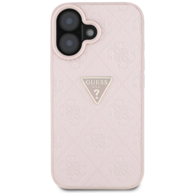 Guess Hot Stamp 4G Pattern Triangle Metal Logo iPhone 16 Dėklas - Rožinis 2 Guess Hot Stamp 4G Pattern Triangle Metal Logo iPhone 16 Dėklas - Rožinis 2