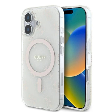 Dėklas Guess IML 4G Background MagSafe iPhone 16 - Baltas Dėklas Guess IML 4G Background MagSafe iPhone 16 - Baltas