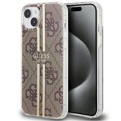 Originalus Guess dėklas IML 4G Auksinis StripeiPhone 15 Plus / 14 Plus - Rudas Originalus Guess dėklas IML 4G Auksinis StripeiPhone 15 Plus / 14 Plus - Rudas