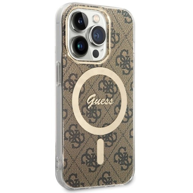 iPhone 15 Pro Guess IML 4G MagSafe dėklas - rudas 2