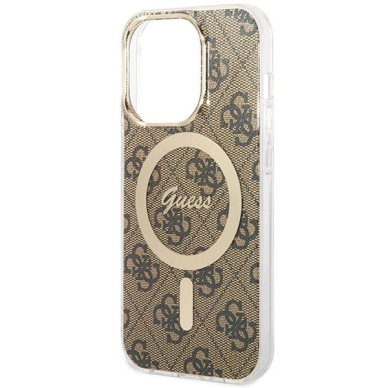 iPhone 15 Pro Guess IML 4G MagSafe dėklas - rudas 4