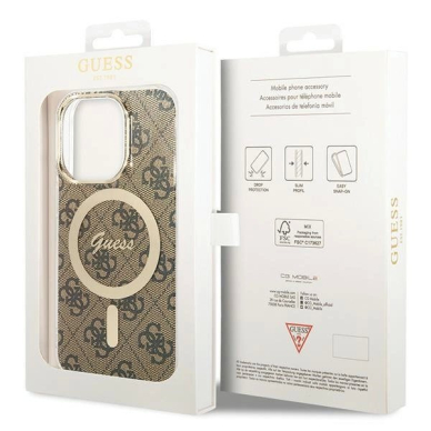 iPhone 15 Pro Guess IML 4G MagSafe dėklas - rudas 6