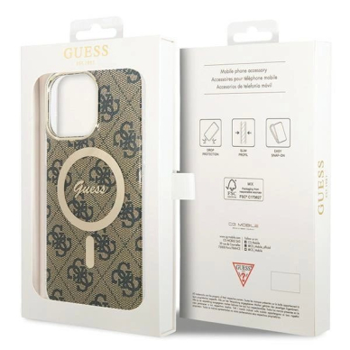 iPhone 15 Pro Max Guess IML 4G MagSafe dėklas - rudas 6