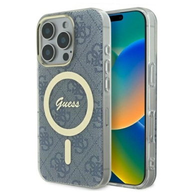 iPhone 16 Pro – Guess IML 4G MagSafe dėklas - Mėlynas iPhone 16 Pro – Guess IML 4G MagSafe dėklas - Mėlynas