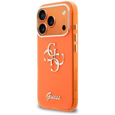 iPhone 17 Pro Max Guess IML 4G Script Metal dėklas – oranžinis 1